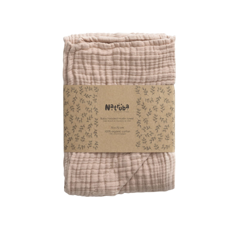Sortie de bain bébé en mousseline bio Poudre - Natruba