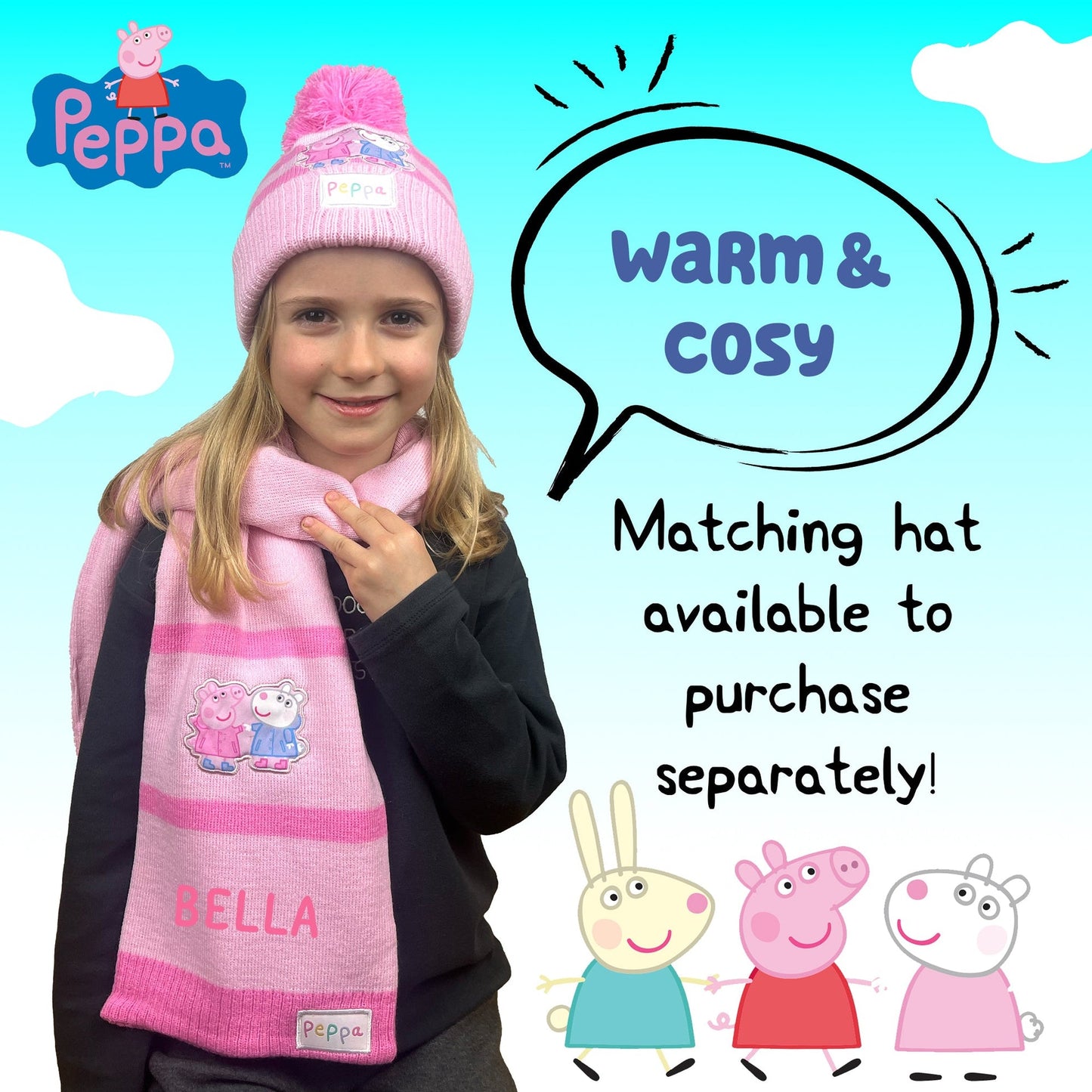 Ensemble bonnet et gants – Peppa Pig Girls Scarf Winter