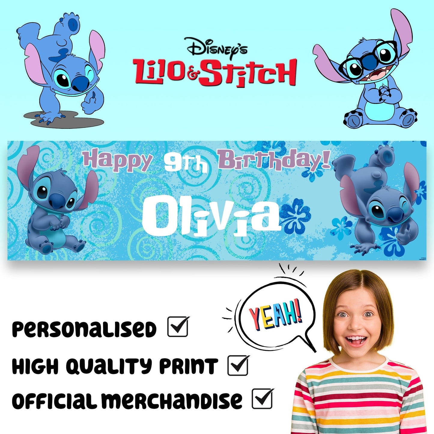 Bannière d’anniversaire – Disney Stitch for Girls
