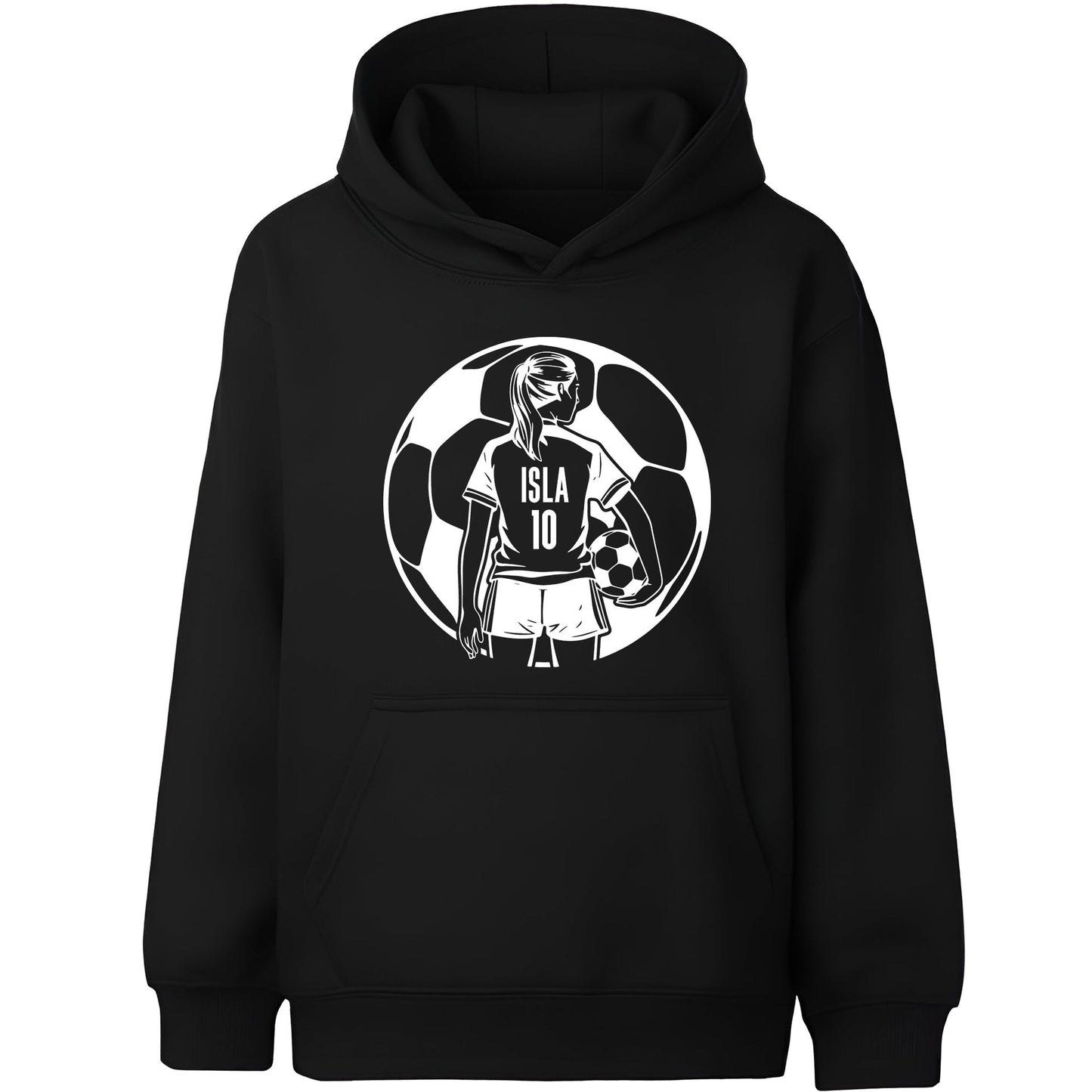 Sweat à capuche football – Fringoo football noir for Girls Cotton Rich Soft Hooded – football Ball Girls noir