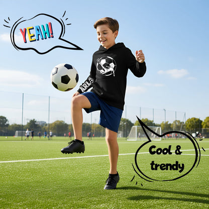 Sweat à capuche football – Fringoo football noir for Boys Cotton Rich Soft Hooded – football Sleeve noir
