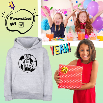 Sweat à capuche football – Fringoo football gris for Girls Cotton Rich Soft Hooded – football Ball Girls gris