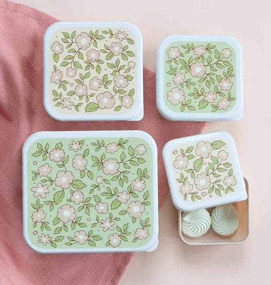 Pack de 4 Boîtes à Goûter et Déjeuner - Fleur