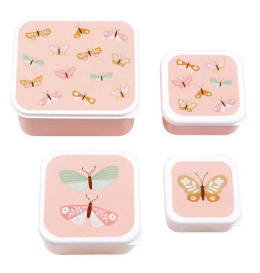 Pack de 4 Boîtes à Goûter et Déjeuner - Papillons
