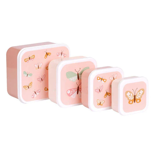 Pack de 4 Boîtes à Goûter et Déjeuner - Papillons