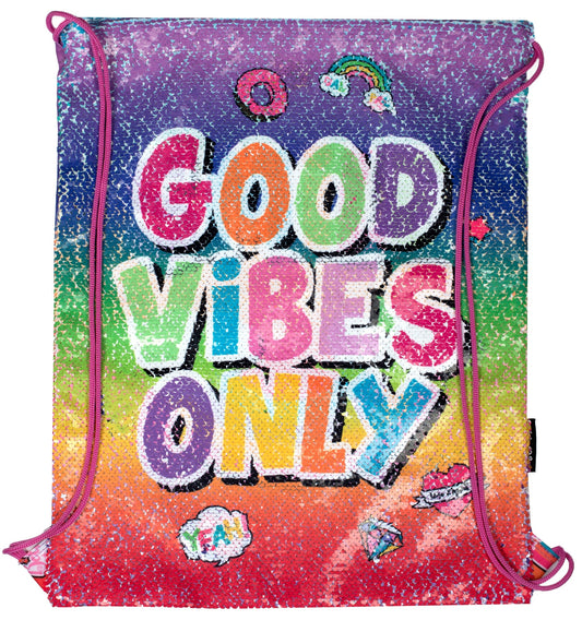 À sequins Drawstring Sac à dos – Good Vibes
