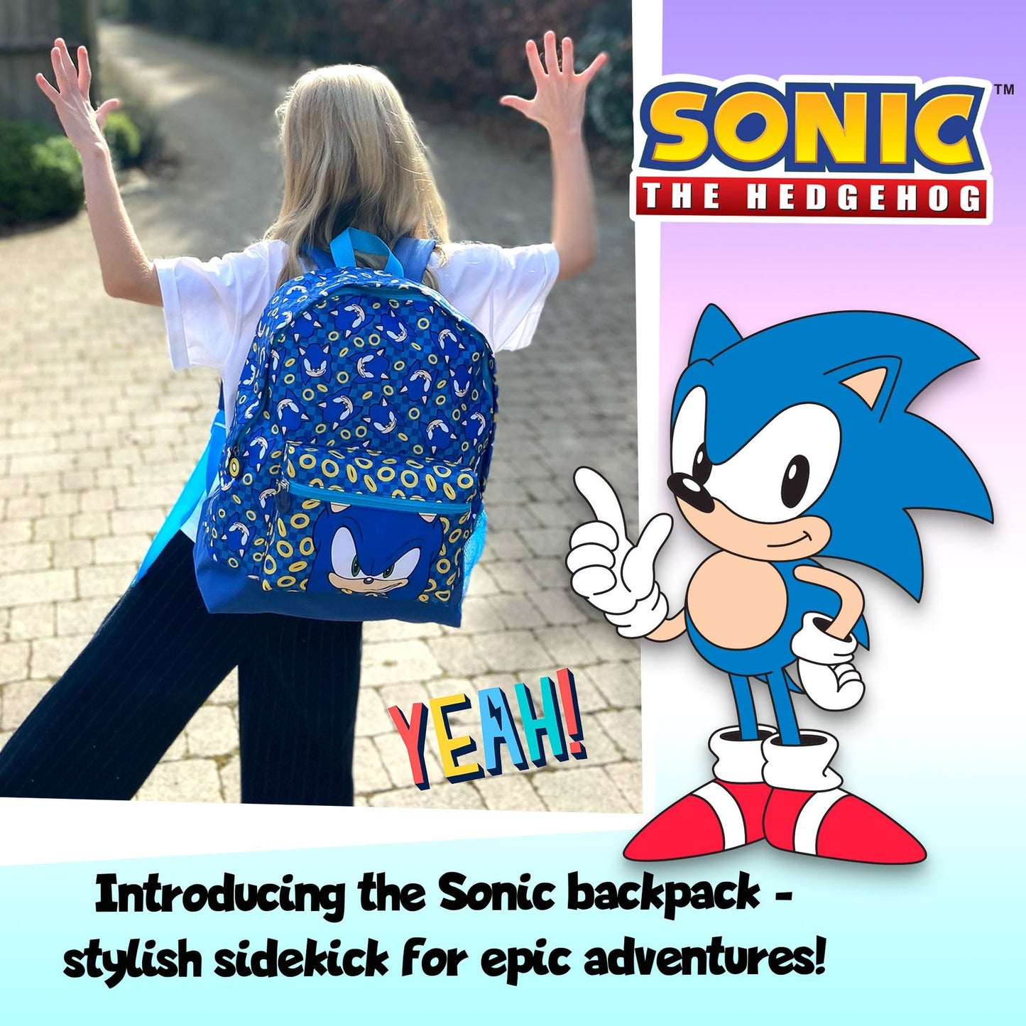 Sonic the Hedgehog enfant Sac à dos — sac à dos scolaire officiel with Your Child's Name