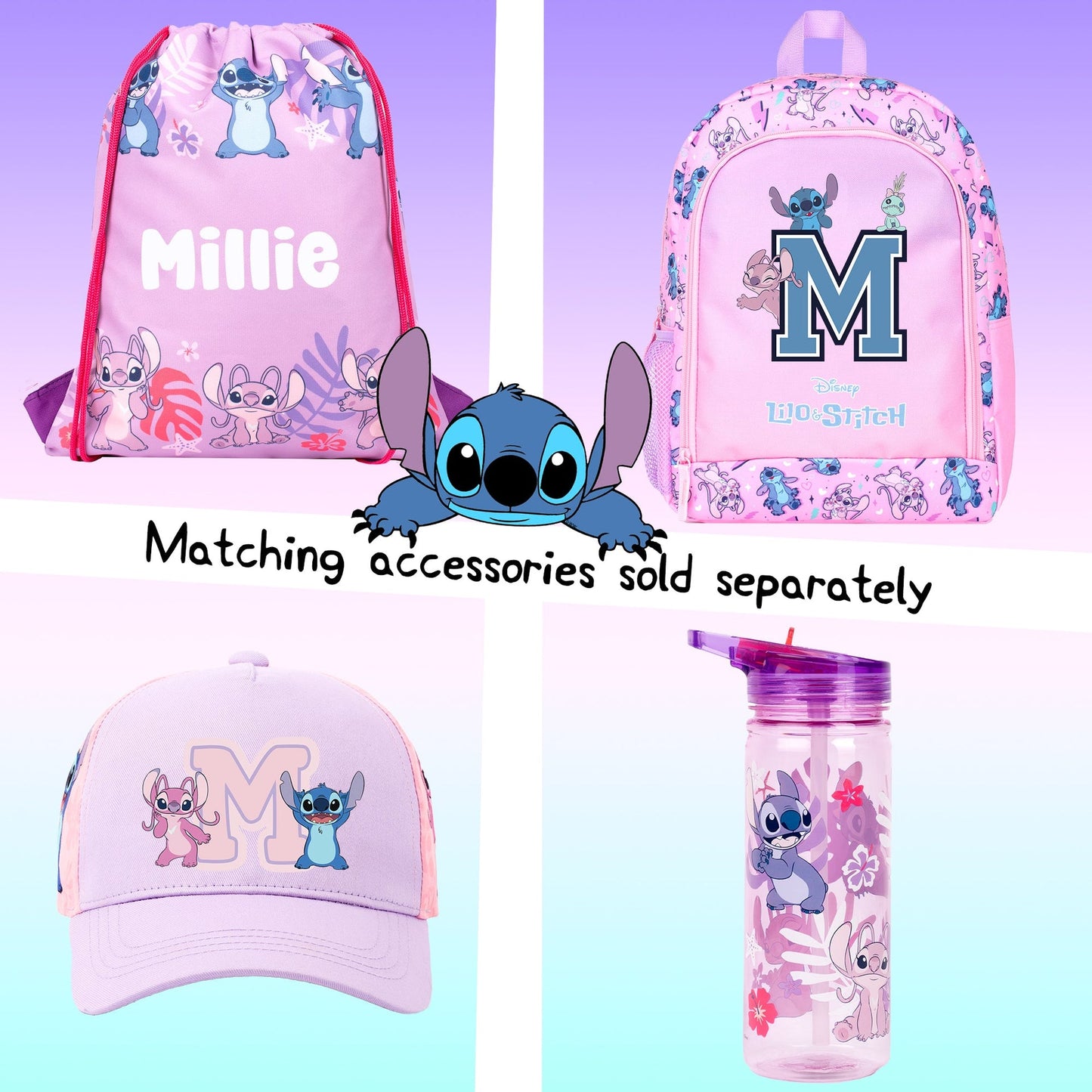 Sac à cordon avec bandoulière – Disney Stitch et Lilo with Letter