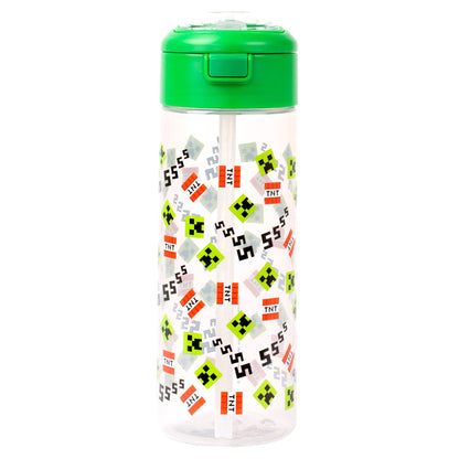 Minecraft Bottle avec paille 700ml – vert Pattern