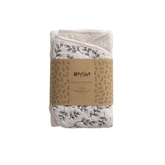 Cape de bain bébé en coton bio Crème - Natruba