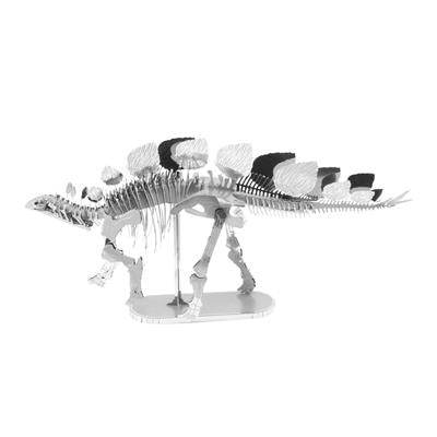 MetalEarth Dinosaures: STEGOSAURE SQUELETTE 13.97x2.54x7.62cm, maquette 3D en métal avec 2 feuilles, sur carte 12x17cm, 14+