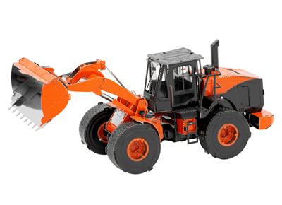 MetalEarth Construction: WHEEL LOADER 9.19x3.30x3.91cm, maquette 3D en métal avec 2 feuilles, sur carte 12x17cm, 14+