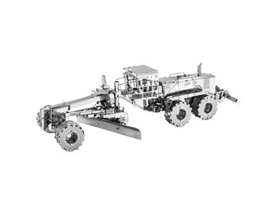 MetalEarth: CAT / NIVELEUSE 13x4.6x3.5cm, maquette 3D en métal avec 3 feuilles, sur carte 12x17cm, 14+