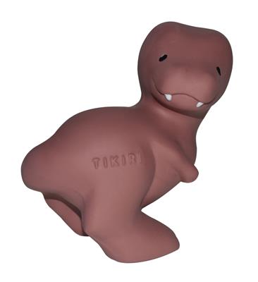 Tikiri: MON PREMIER DINOSAURE / T-REX 10,2cm, en caoutchouc naturel, avec grelot, avec carte, 0+