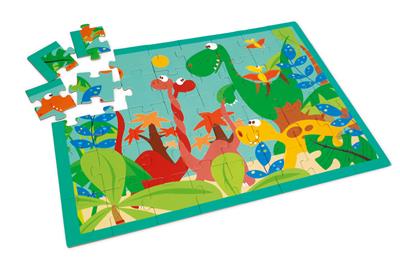 Scratch Puzzle 40pcs: LE MONDE DES DINOS 60x43.5cm, en boîte diam.22xH12cm, 3+