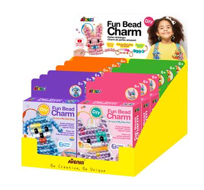 Avenir Fun Bead Charm: FUN BEAD CHARMS avec des perles scintillantes et des perles changeant de couleur UV, 4 modèles ass., en boîte, en présentoir, 6+